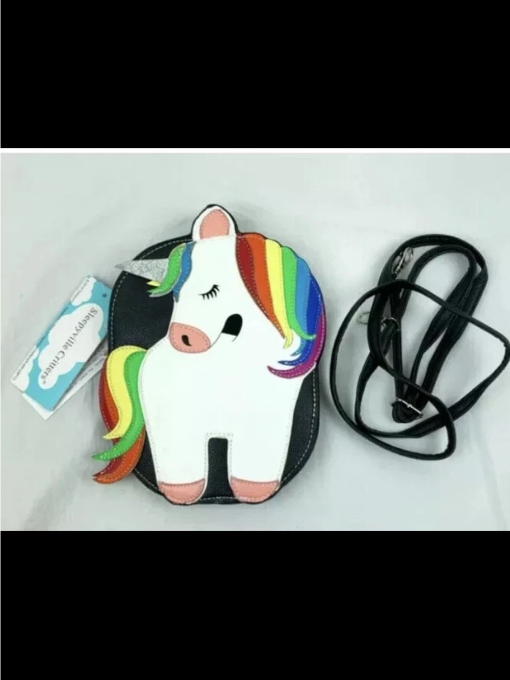 NWT Sleepyville Critters Unicorn Rainbow Hair Crossbody Purse Shoulder Hand Bag